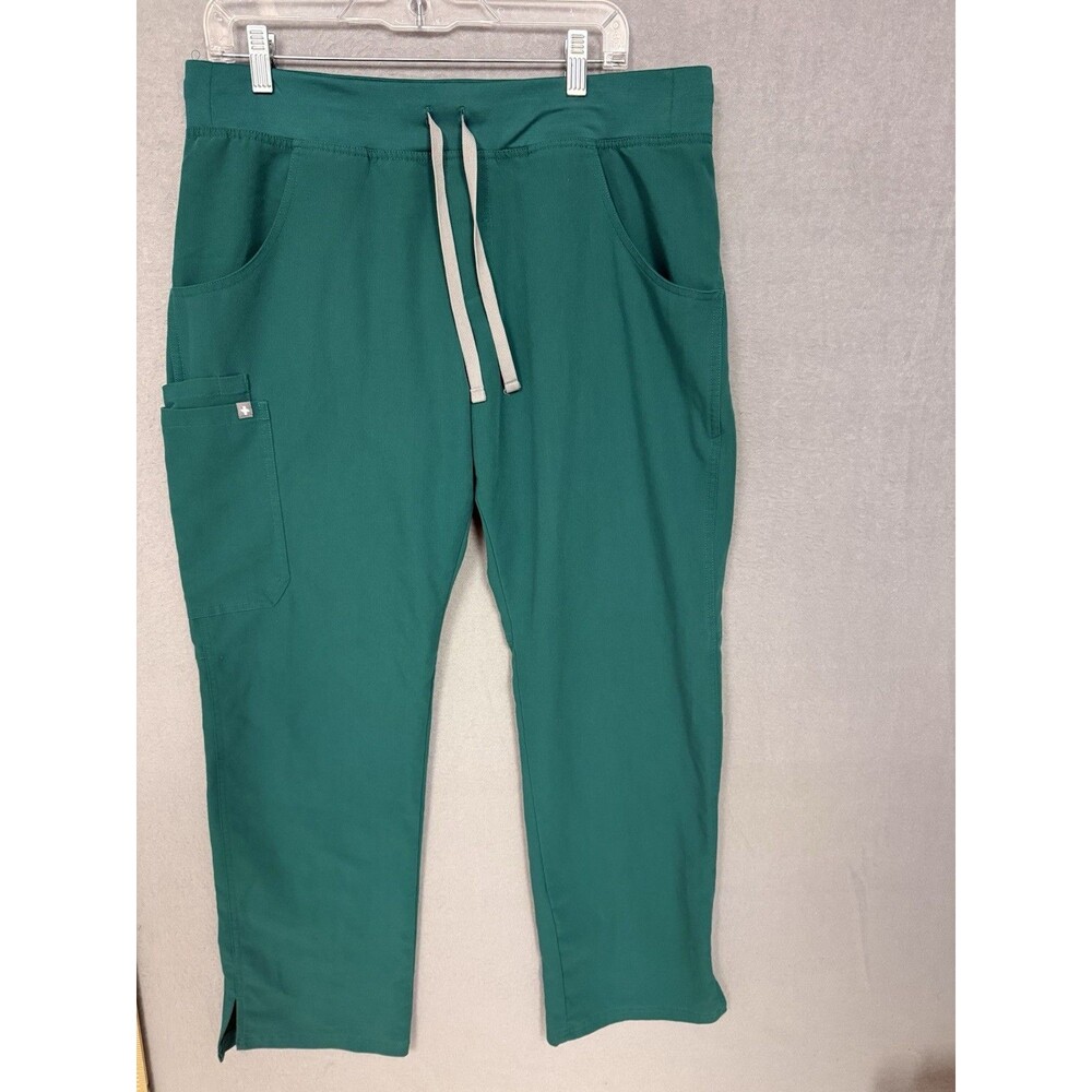 FIGS Technical Collection Scrub Pants Large L Hunter Green Drawstring Cargo